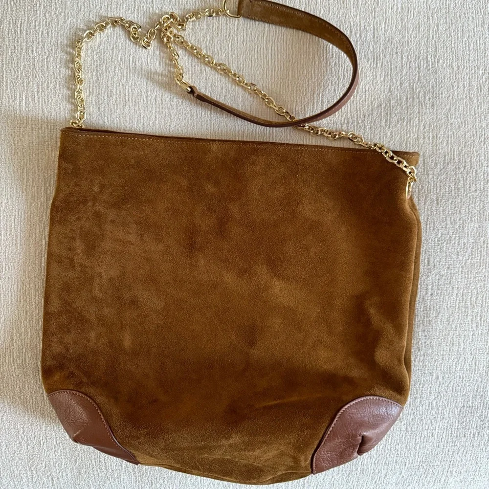 Gerard Darel Suede Leather Hobo Bag Le Charlotte Amber